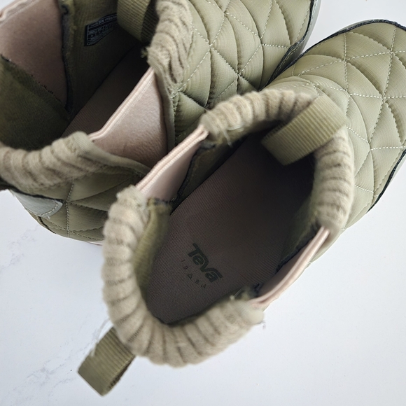 EUC Teva Ember Quilted Ankle Boot Mid Water-Repellent Bootie Burnt Olive Drab 5 - Picture 6 of 9